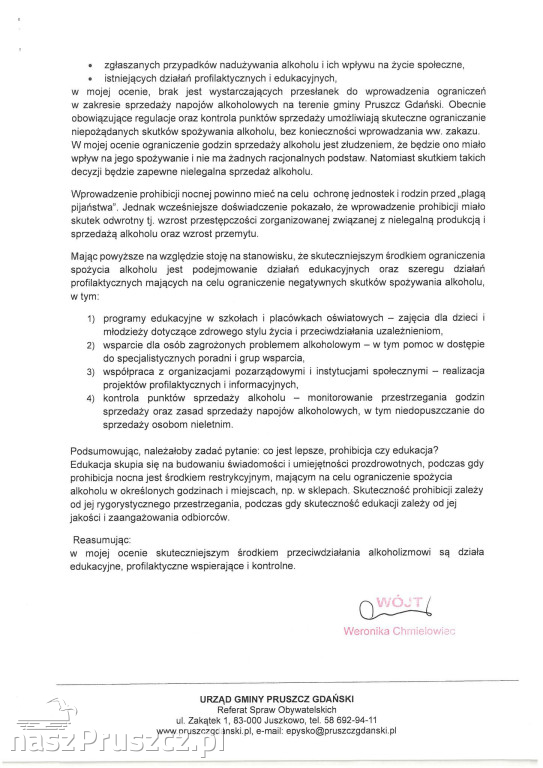 Wniosek o zakaz sprzedaży alkoholu - UG Pruszcz Gdański