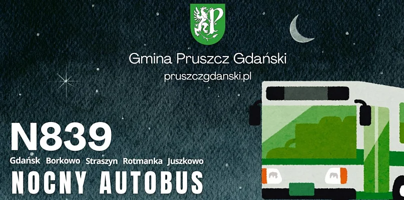 Gmina Pruszcz Gdański:  Weekendowa linia nocna N839 do Gdańska już działa! - 20006