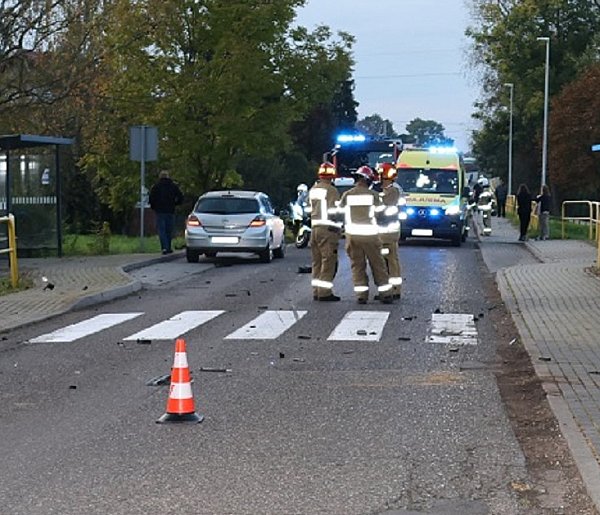 Zderzenie motocykla z osobówką w gminie Pruszcz Gdański-21730