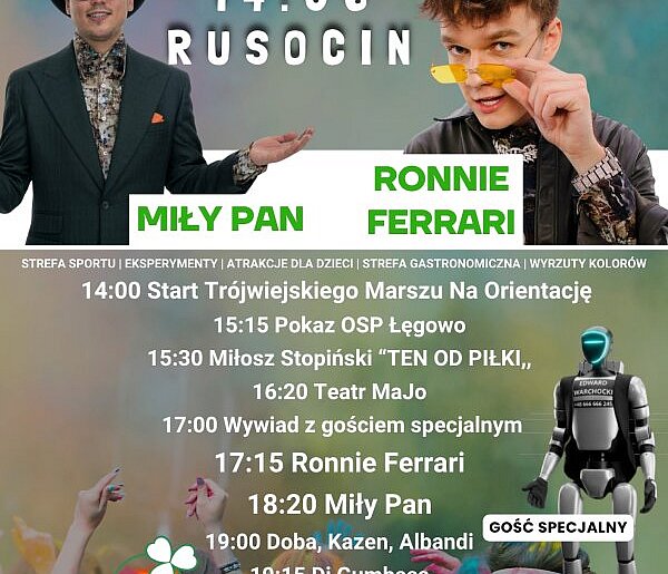 Festiwal w Rusocinie już 14 czerwca. Na scenie Miły Pan i Ronnie Ferrari