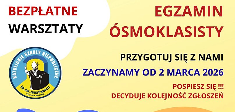 Egzamin ósmoklasisty bez stresu – startują warsztaty w Katoliku