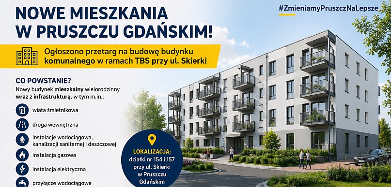 Nowe mieszkania komunalne w Pruszczu Gdańskim. Ogłoszono przetarg na budowę