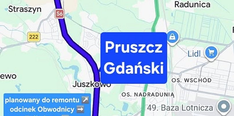 Planowany remont S6 wpłynie na komunikację w Pruszczu Gdańskim?
