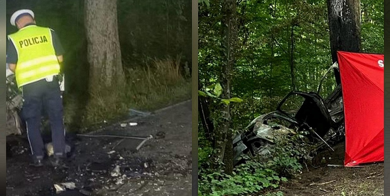 Gm. Przywidz: Tragedia w Klonowie Dolnym. Kierowca Volvo uderzył w drzewo