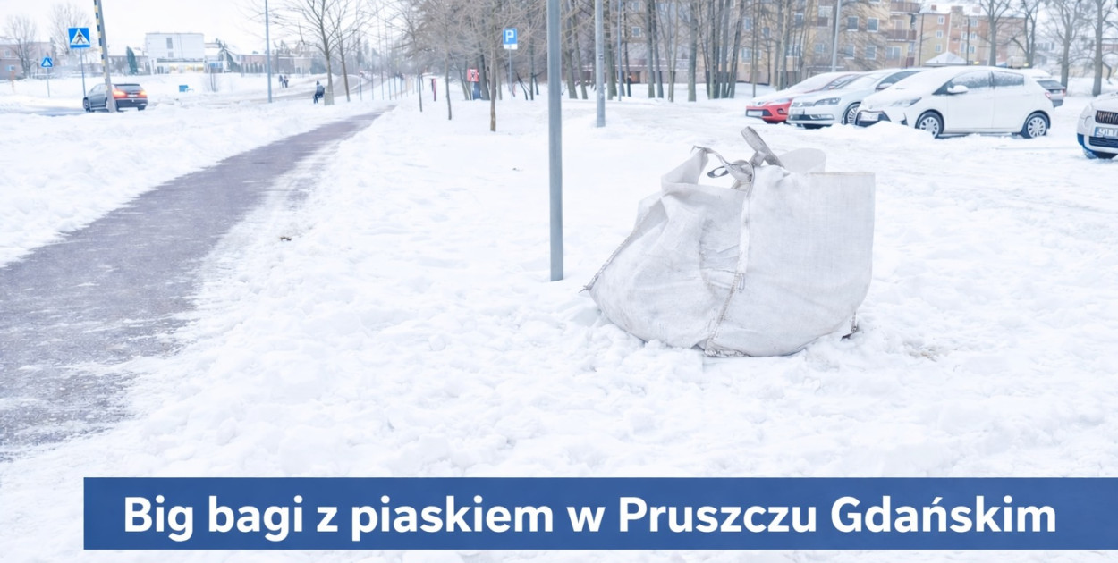 Big bagi z piaskiem na ulicach Pruszcza. Miasto reaguje na trudne warunki